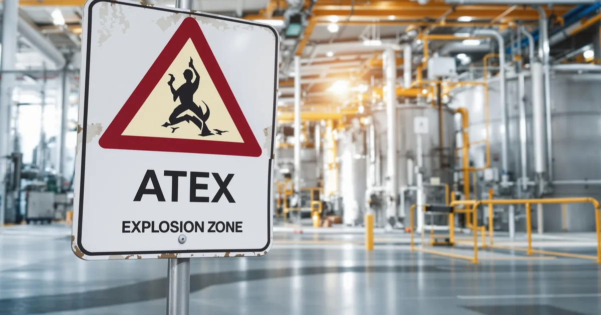 Instalacja przemysłowa z oznaczoną strefą zagrożenia wybuchem ATEX